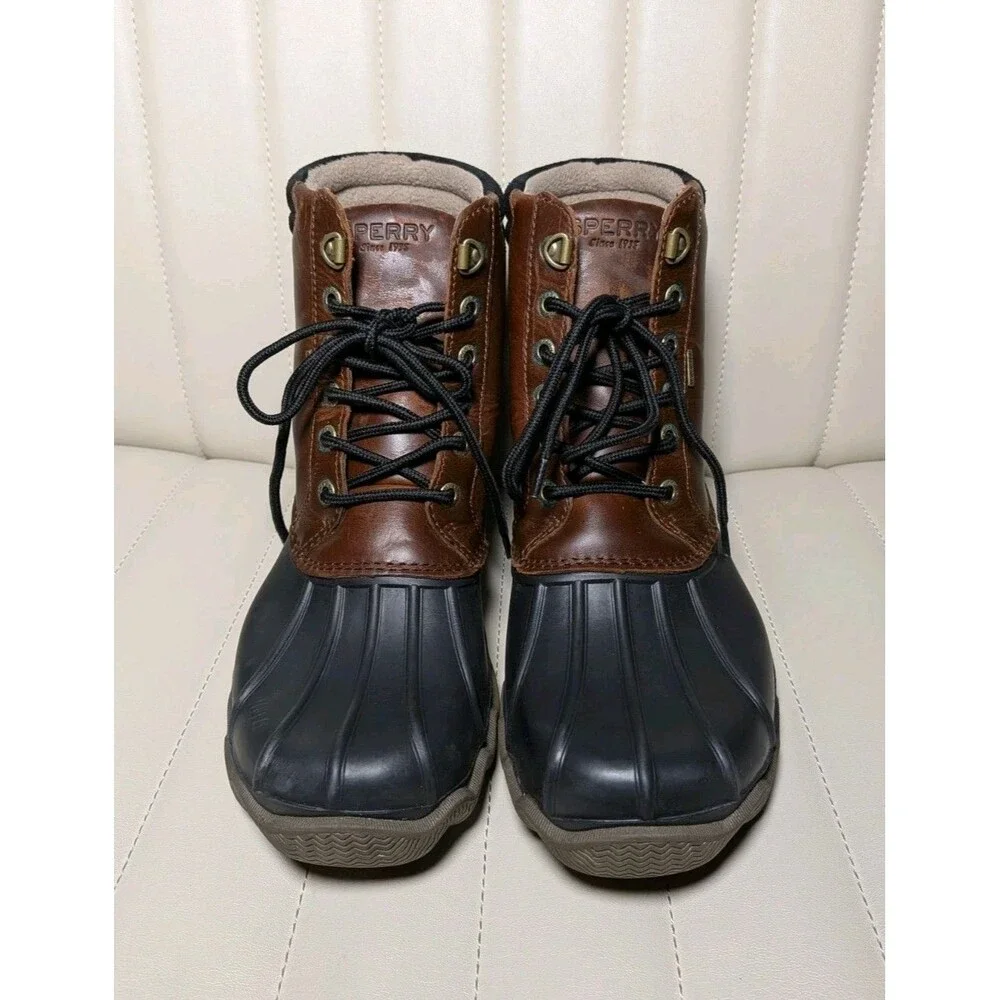 Sperry Waterproof Boots Mens 9 Brown Top Sider Duck Float Rain Trail Shoes